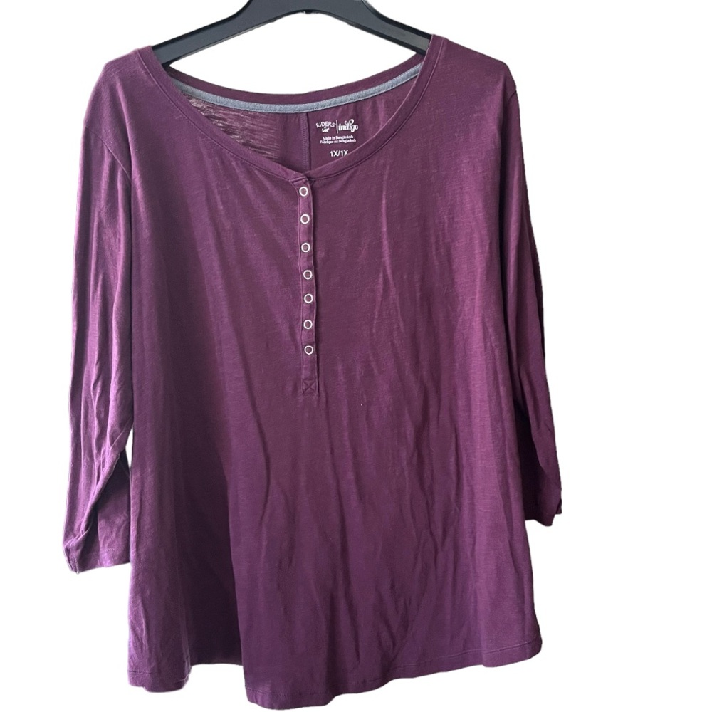 Riders by Lee 3/4 Sleeve Purple Top